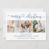 書道ハートクリスマス3写真ほこりっぽい青 シーズンカード (正面)