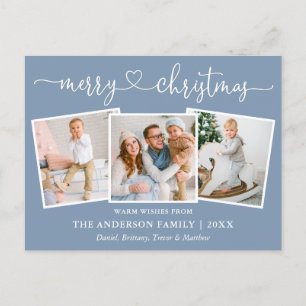 書道ハートクリスマス3写真ほこりっぽい青 ポストカード