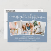 書道ハートクリスマス3写真ほこりっぽい青 ポストカード (正面/裏面)