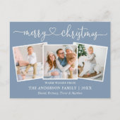 書道ハートクリスマス3写真ほこりっぽい青 ポストカード (正面)