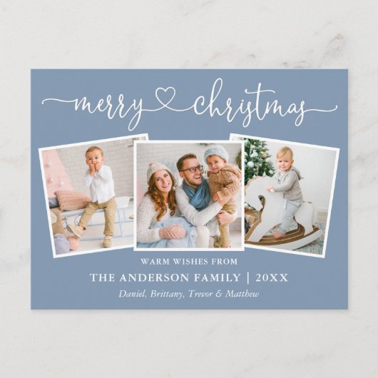 書道ハートクリスマス3写真ほこりっぽい青 ポストカード (正面)