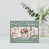 書道ハートクリスマス3写真セージ緑 ポストカード (スタンド正面)