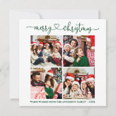 書道ハートクリスマス4フォトグリーンスクエア シーズンカード (正面)