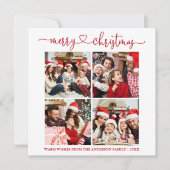 書道ハートクリスマス4フォトスクエアレッド シーズンカード (正面)