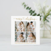 書道ハートクリスマス4フォト金ゴールドスクエア シーズンカード (スタンド正面)