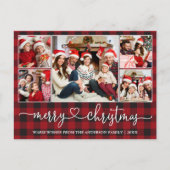 書道ハートクリスマス5フォトレッドプレイド ポストカード (正面)
