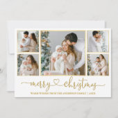 書道ハートクリスマス5フォト金ゴールドフレーム シーズンカード (正面)