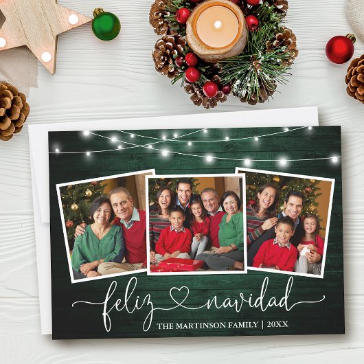 書道ハートグリーンウッドライトフェリーズNavidad シーズンカード