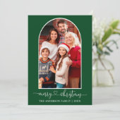 書道ハートグリーンフォトアーチクリスマス シーズンカード (スタンド正面)