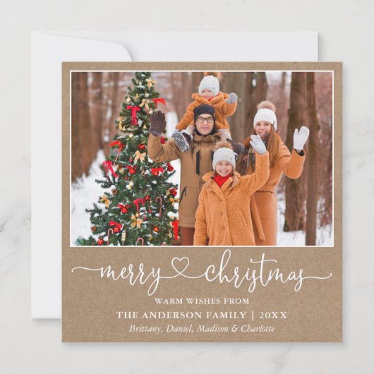 書道ハートスクリプトクリスマスクラフトスクエア シーズンカード (正面)