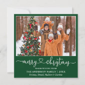 書道ハートスクリプトクリスマススクウェア緑 シーズンカード (正面)