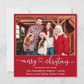 書道ハートスクリプトクリスマススクウェア赤 シーズンカード (正面)