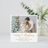 書道ハートスクリプトクリスマス金ゴールドスクエア シーズンカード (スタンド正面)