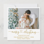 書道ハートスクリプトクリスマス金ゴールドスクエア シーズンカード (正面)