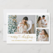 書道ハートスクリプトクリスマス金ゴールド3写真 シーズンカード (正面)