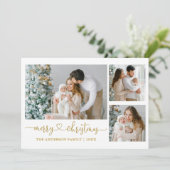 書道ハートスクリプトクリスマス金ゴールド3写真 シーズンカード (スタンド正面)