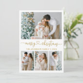 書道ハートスクリプトクリスマス4写真金ゴールド シーズンカード (スタンド正面)