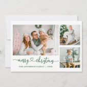 書道ハートスクリプト緑のクリスマス3写真 シーズンカード (正面)