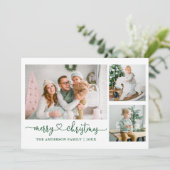 書道ハートスクリプト緑のクリスマス3写真 シーズンカード (スタンド正面)