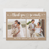 書道ハートスクリプト2 Photo Kraft 結婚's サンキューカード (正面)