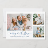 書道ハートスクリプトChristmas Blue 3写真 シーズンカード (正面)