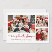 書道ハートスクリプトChristmas Red 3写真 シーズンカード (正面)