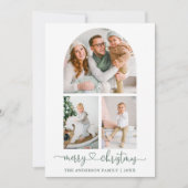 書道ハートセージ緑のアーチ写真クリスマス シーズンカード (正面)