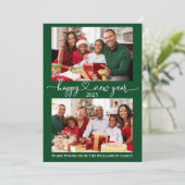 書道ハートハッピーニューイヤー緑2写真 シーズンカード (スタンド正面)