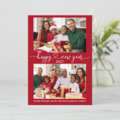 書道ハートハッピーニューイヤー赤2枚 シーズンカード (スタンド正面)