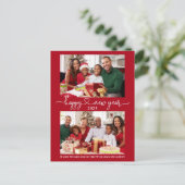 書道ハートハッピーニューイヤー赤2枚 ポストカード (スタンド正面)