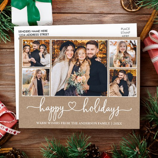 書道ハートハッピーホリデーズクラフト5写真 ポストカード