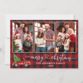 書道ハートプレイド3写真クリスマストラック シーズンカード (正面)