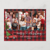 書道ハートプレイド3写真クリスマストラック ポストカード (正面)