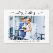 書道ハートミセス結婚さんありがとう写真 ポストカード (正面)