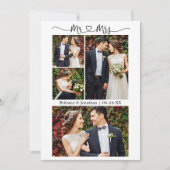 書道ハートミセス結婚の4枚の写真 サンキューカード (正面)