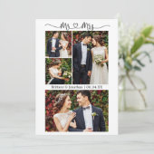 書道ハートミセス結婚の4枚の写真 サンキューカード (スタンド正面)