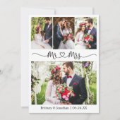 書道ハートミセス結婚の4枚の写真 サンキューカード (正面)