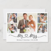 書道ハートミセス結婚の5枚の写真 サンキューカード (正面)