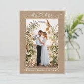 書道ハートミセス結婚フォトクラフト サンキューカード (スタンド正面)