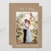 書道ハートミセス結婚フォトクラフト サンキューカード (正面/裏面)