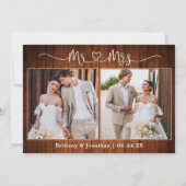 書道ハートミセス2写真結婚の木 サンキューカード (正面)