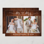 書道ハートミセス2写真結婚の木 サンキューカード (正面/裏面)