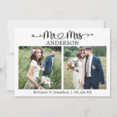 書道ハートミセス2写真結婚ズ サンキューカード (正面)