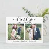 書道ハートミセス2写真結婚ズ サンキューカード (スタンド正面)