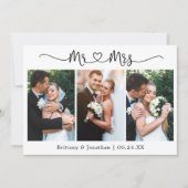 書道ハートミセス3写真結婚ズ サンキューカード (正面)