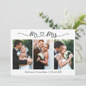 書道ハートミセス3写真結婚ズ サンキューカード (スタンド正面)