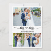 書道ハートミセス4写真結婚ズ サンキューカード (正面)