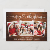 書道ハートメリークリスマスウッド3写真 シーズンカード (正面)