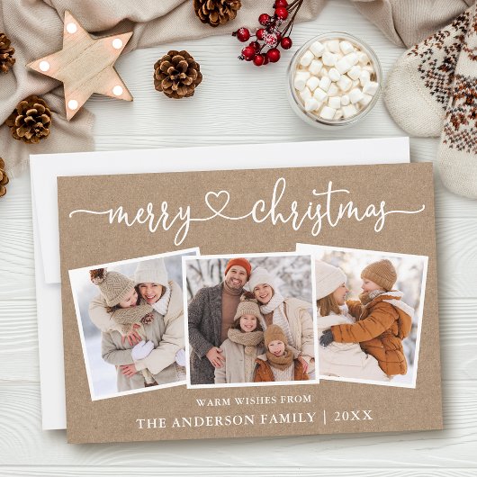 書道ハートメリークリスマスクラフト3写真 シーズンカード