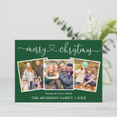 書道ハートメリークリスマスグリーン3写真 シーズンカード (スタンド正面)